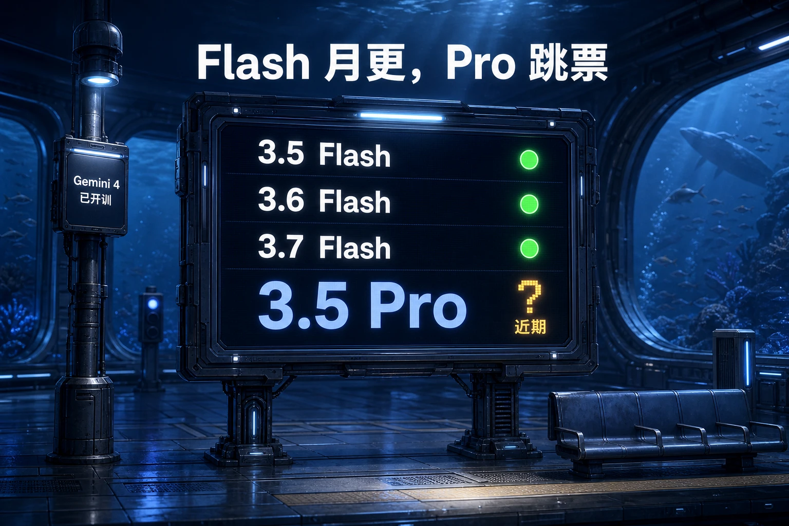 到站屏：Flash 月更绿点，3.5 Pro「近期」
